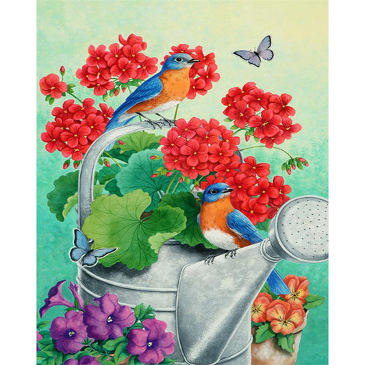 Flowers Birds - Full Round Drill Diamond Painting 40*50CM