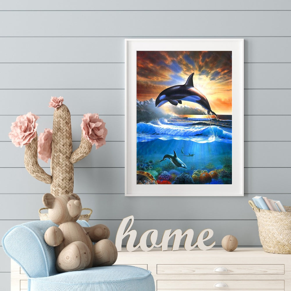 Whale - Full Round Drill Diamond Painting 40*55CM