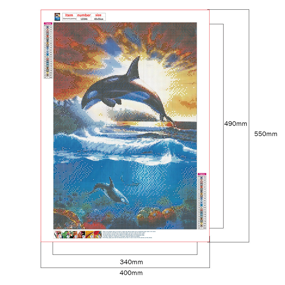 Whale - Full Round Drill Diamond Painting 40*55CM