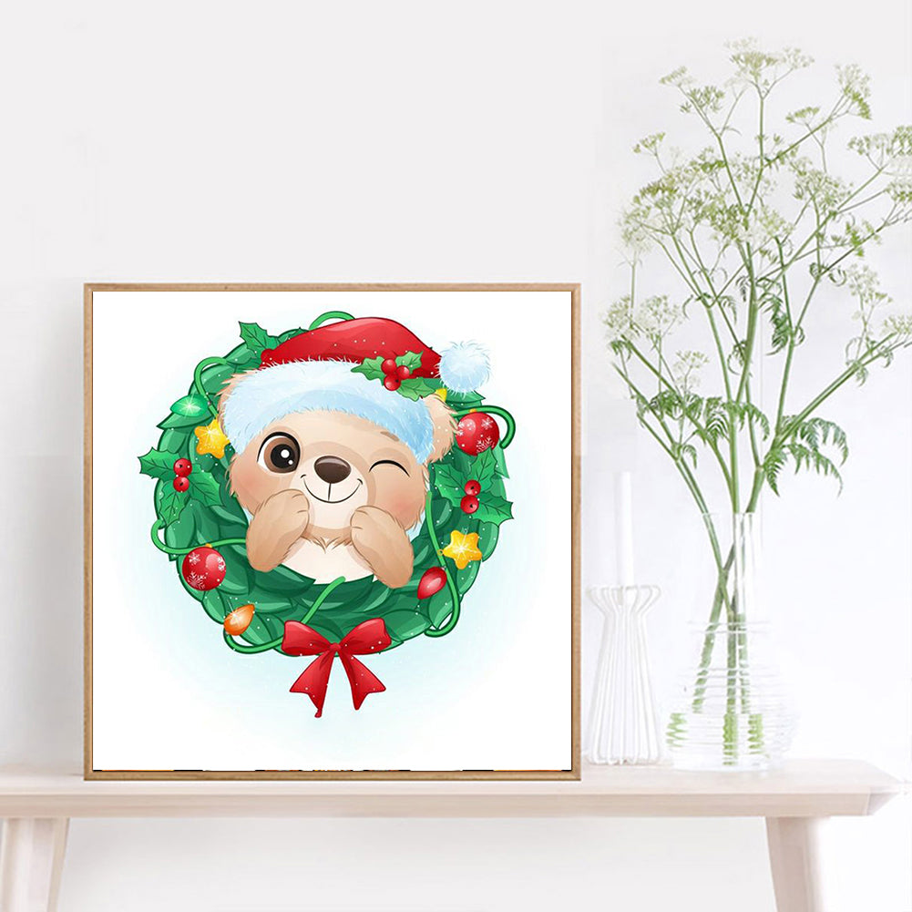 Christmas Puppy - Full Round Drill Diamond Painting 30*30CM