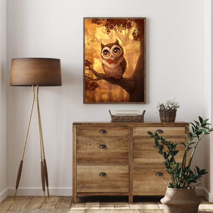 Owl - Full Round Drill Diamond Painting 30*40CM