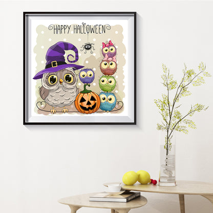 Owl Pumpkin - Full Round Drill Diamond Painting 30*30CM