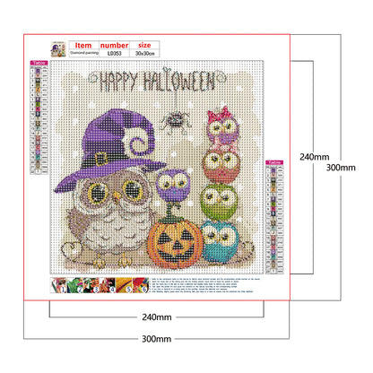 Owl Pumpkin - Full Round Drill Diamond Painting 30*30CM