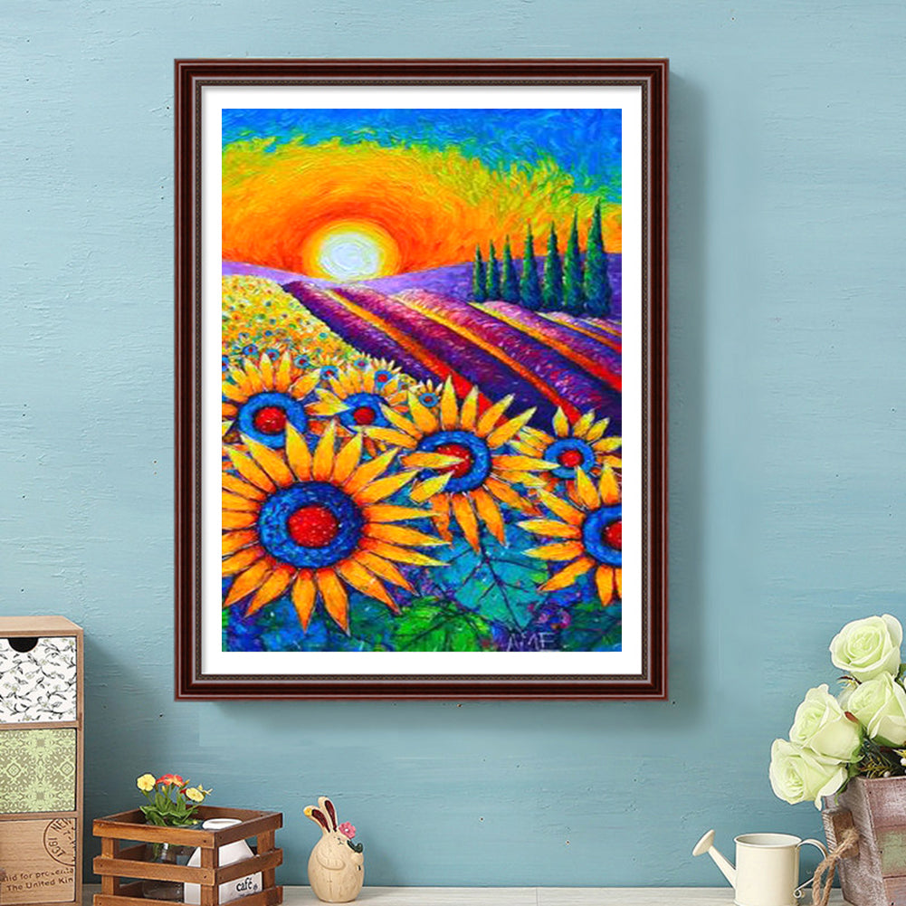 Sunrise Sunflower - Full Round Drill Diamond Painting 30*40CM