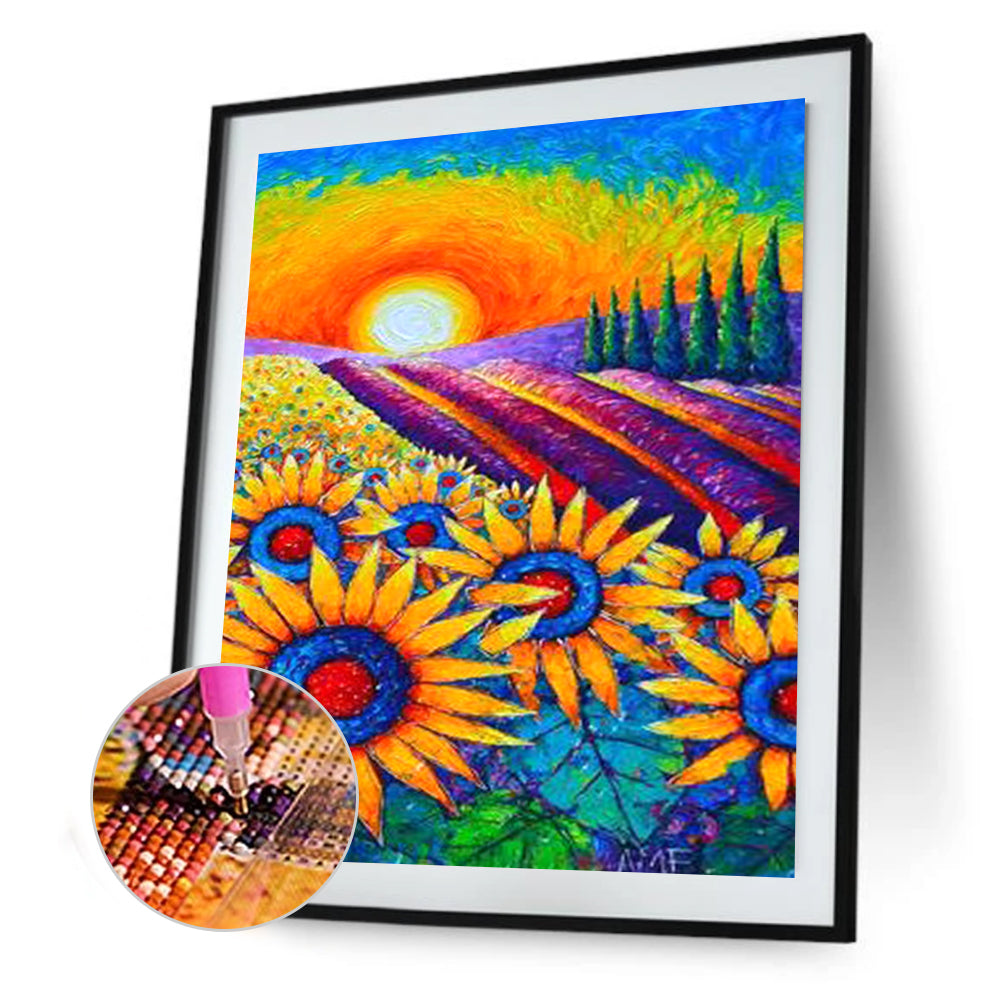 Sunrise Sunflower - Full Round Drill Diamond Painting 30*40CM