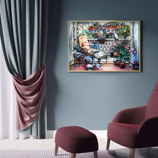 Balcony Chairs - Full Round Drill Diamond Painting 50*40CM