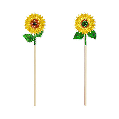 2pcs/Set 3D DIY Diamond Garden Plants Decorative Stake Rhinestone Craft