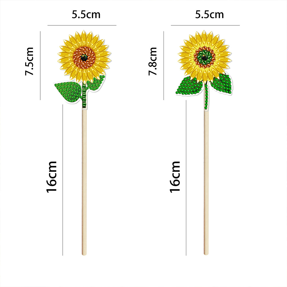 2pcs/Set 3D DIY Diamond Garden Plants Decorative Stake Rhinestone Craft