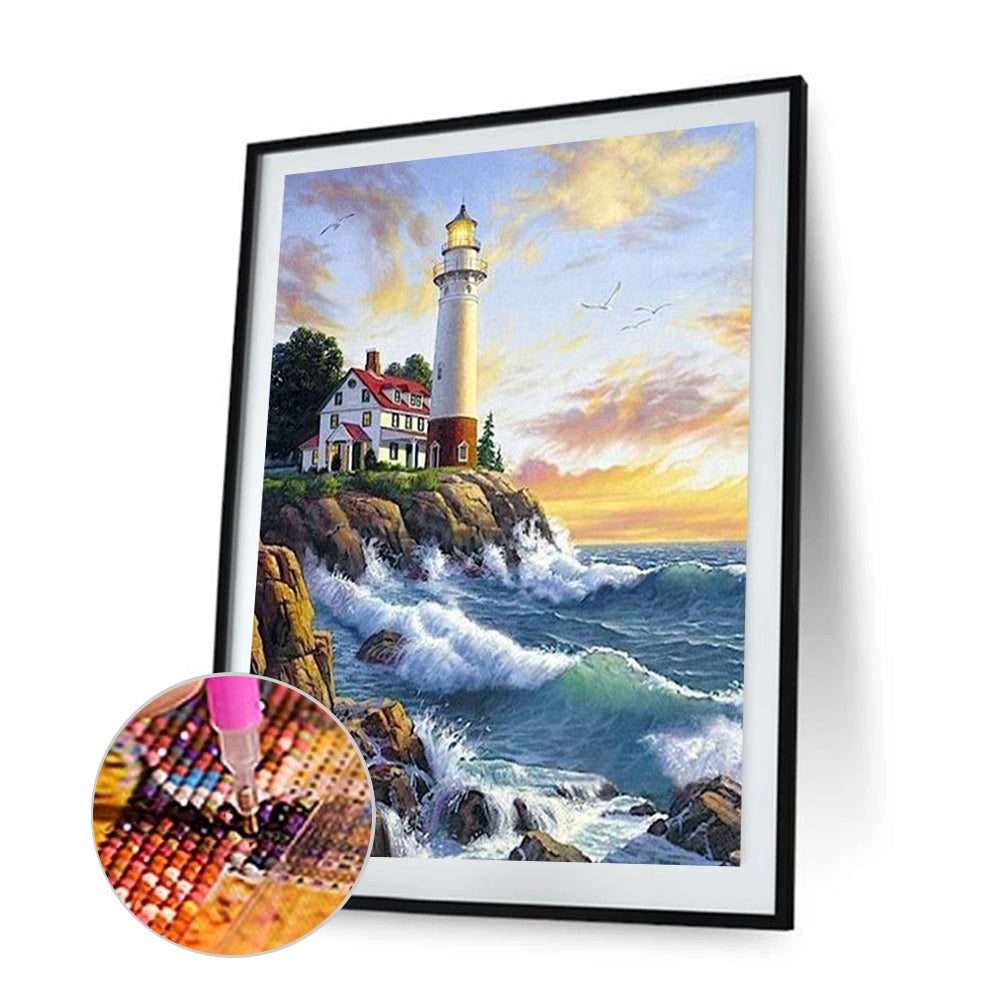 Seaside Lighthouse - Full Round Drill Diamond Painting 30*40CM