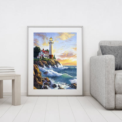 Seaside Lighthouse - Full Round Drill Diamond Painting 30*40CM