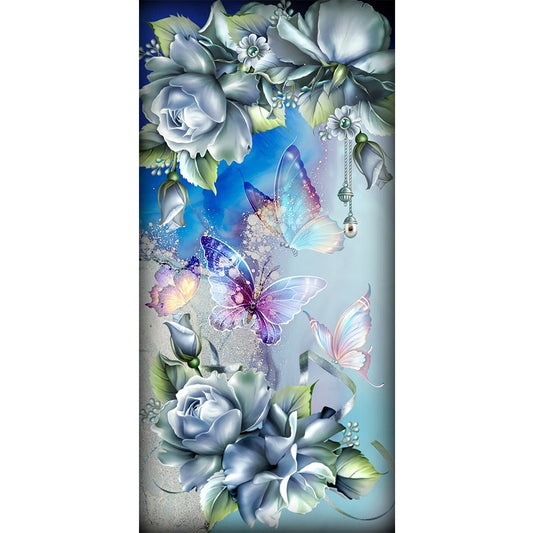 Butterfly Flowers - Full Round Drill Diamond Painting 40*80CM