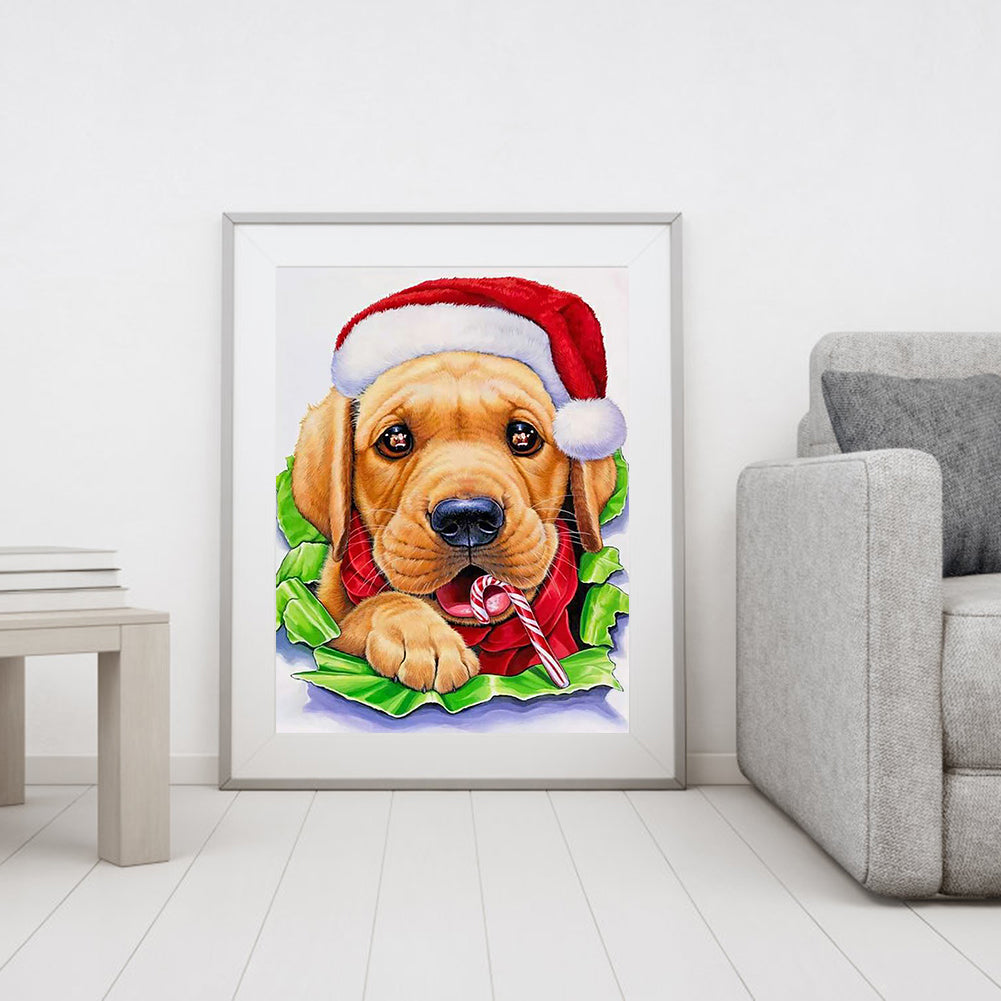 Christmas Dog - Full Round Drill Diamond Painting 40*50CM