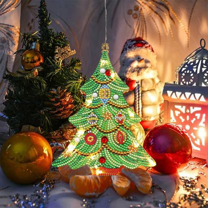 5D Christmas Diamond Painting Hanging Light Festive Rhinestone Lamp Pendant