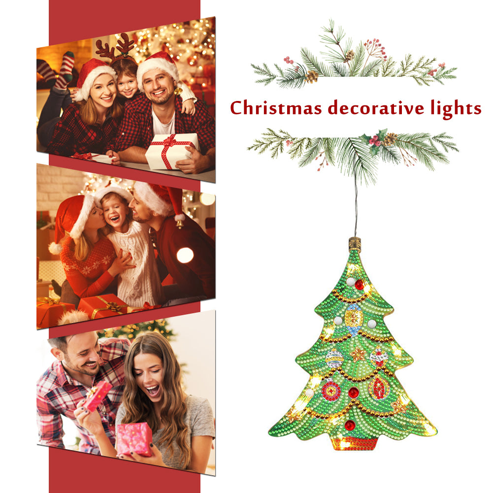 5D Christmas Diamond Painting Hanging Light Festive Rhinestone Lamp Pendant