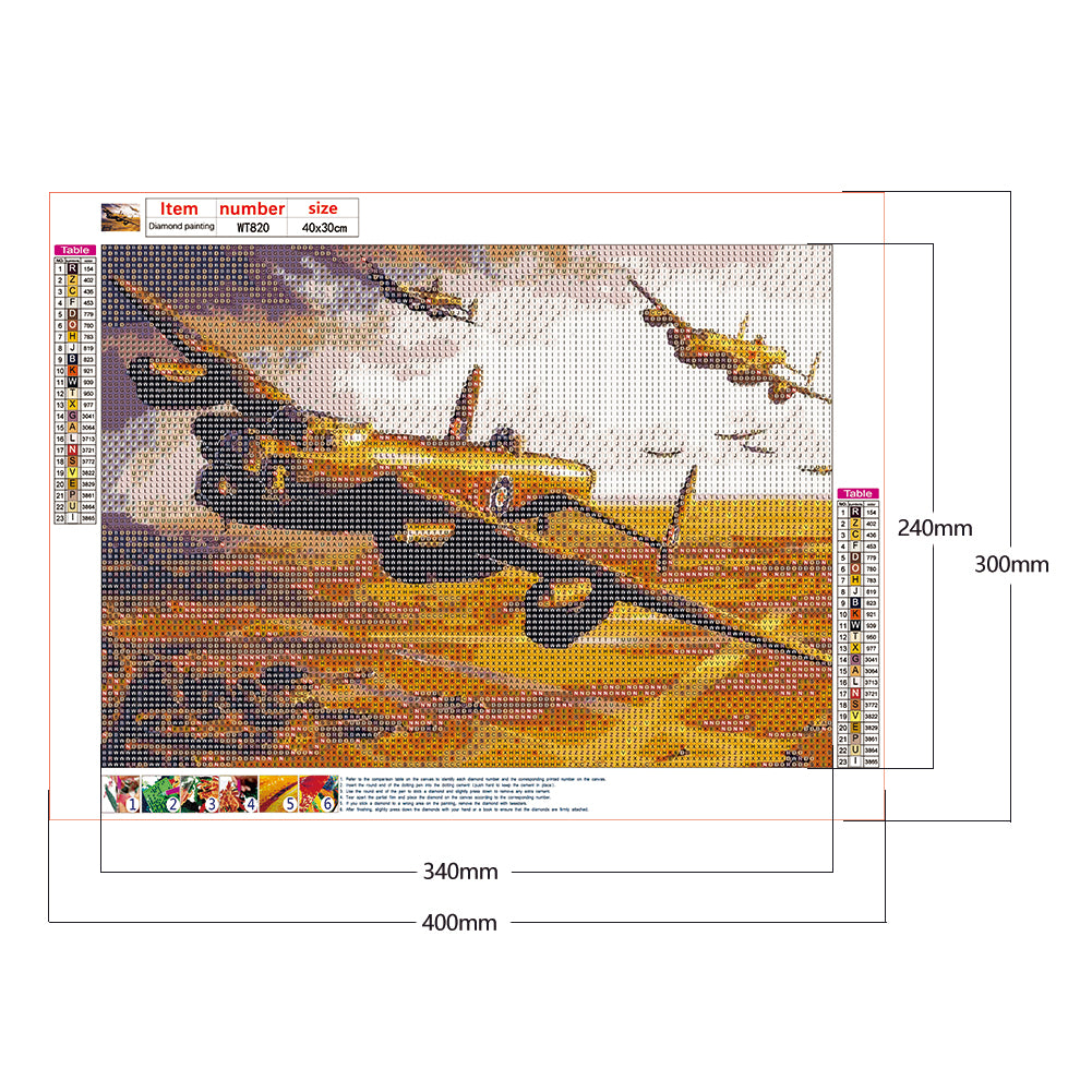 Airplane - Full Round Drill Diamond Painting 40*30CM