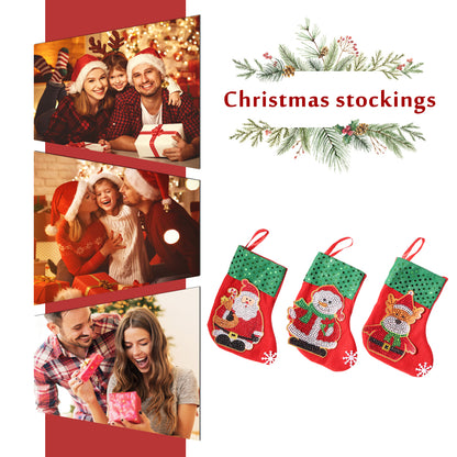 3pcs Christmas Stockings Hanging Pendants DIY Diamond Painting Artwork Kit