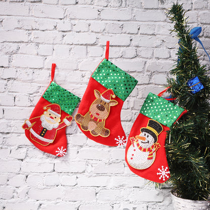 3pcs Christmas Stockings Hanging Pendants DIY Diamond Painting Artwork Kit