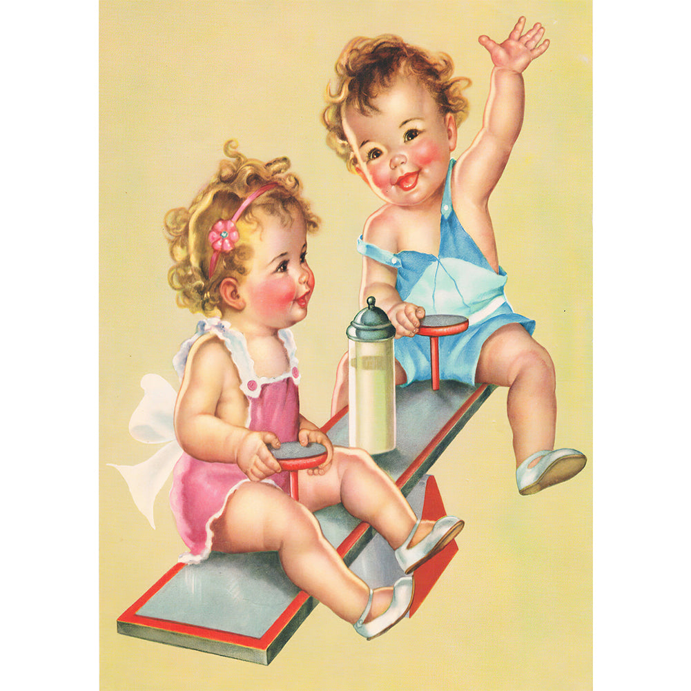 Seesaw Kids - Full Round Drill Diamond Painting 30*40CM