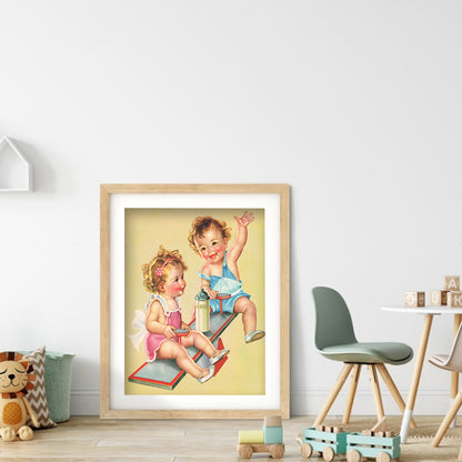 Seesaw Kids - Full Round Drill Diamond Painting 30*40CM