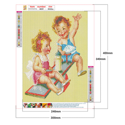 Seesaw Kids - Full Round Drill Diamond Painting 30*40CM