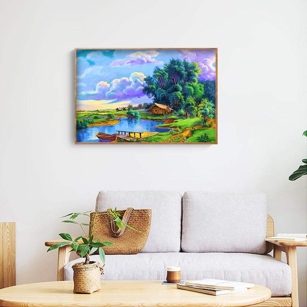 Lake Scene - Full Round Drill Diamond Painting 40*30CM