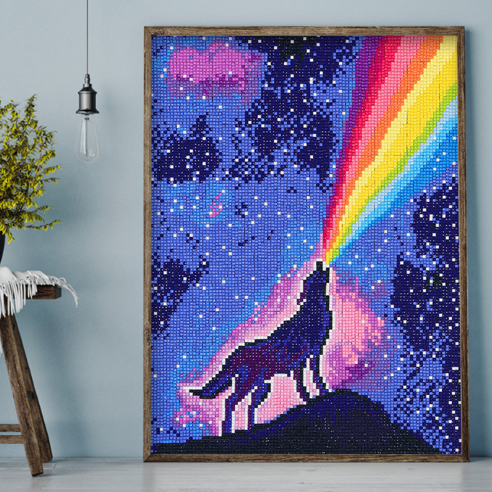 Rainbow Wolf - Square Drill Diamond Painting 30*40CM