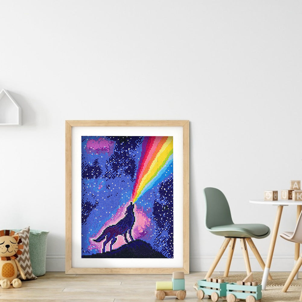 Rainbow Wolf - Square Drill Diamond Painting 30*40CM