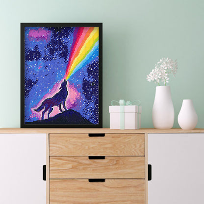 Rainbow Wolf - Square Drill Diamond Painting 30*40CM