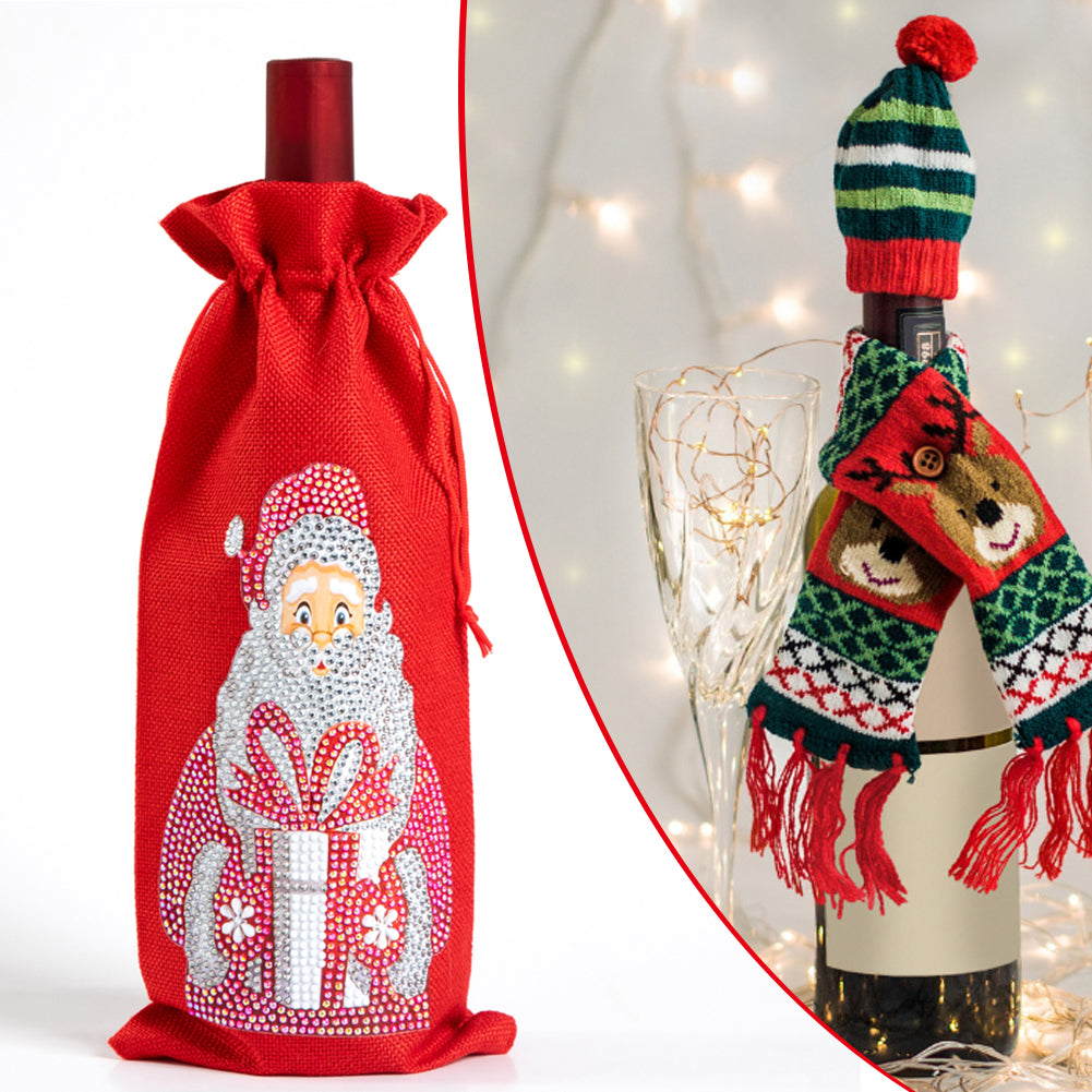 DIY Special Shaped Drill Diamond Painting Christmas Wine Bottle Bags Covers