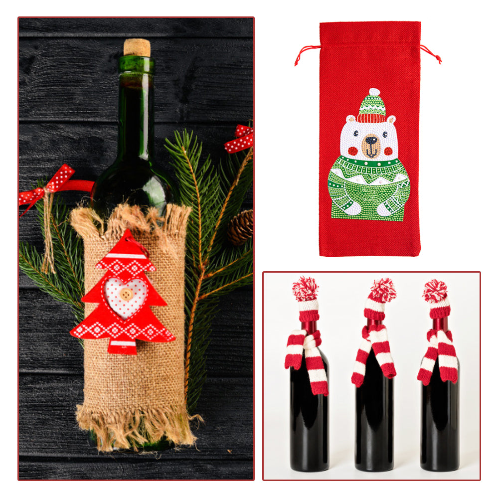 DIY Special Shaped Drill Diamond Painting Christmas Wine Bottle Bags Covers