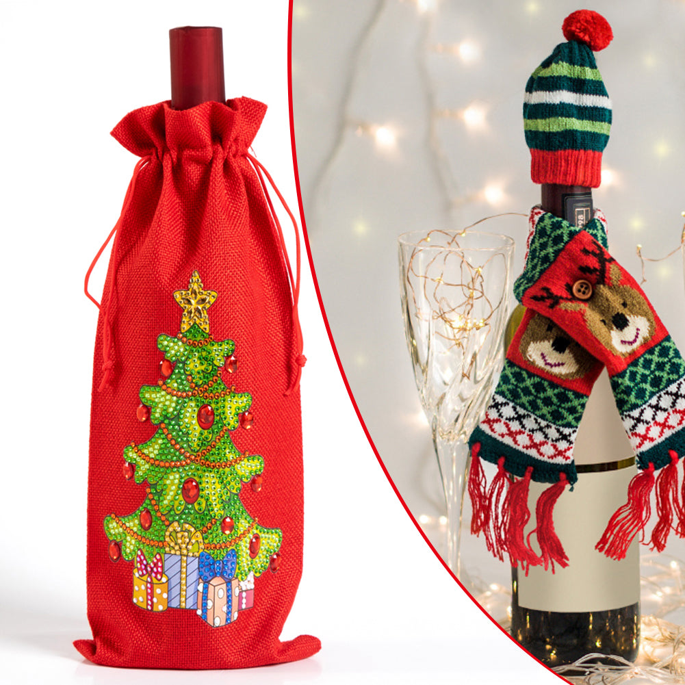 DIY Special Shaped Drill Diamond Painting Christmas Wine Bottle Bags Covers