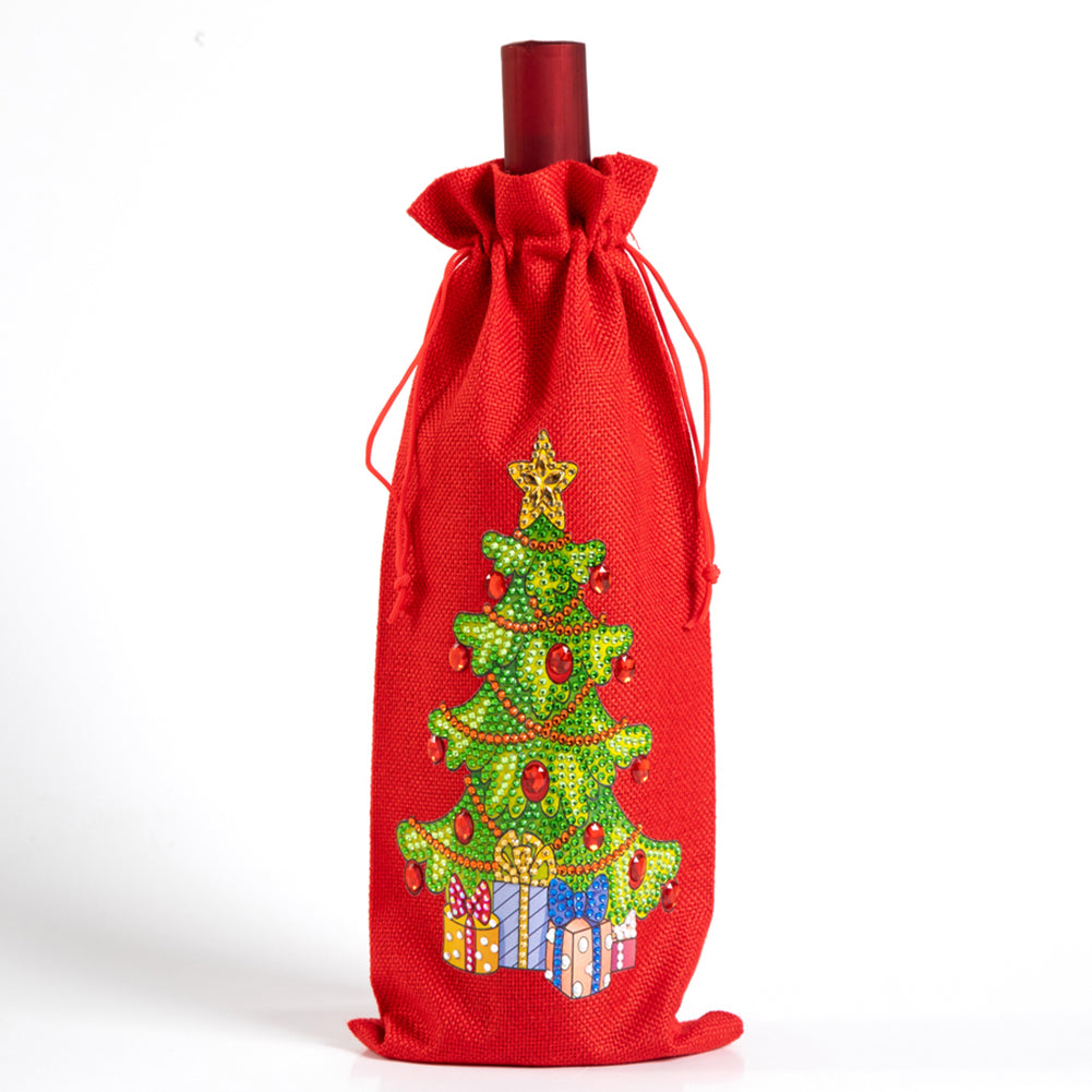 DIY Special Shaped Drill Diamond Painting Christmas Wine Bottle Bags Covers