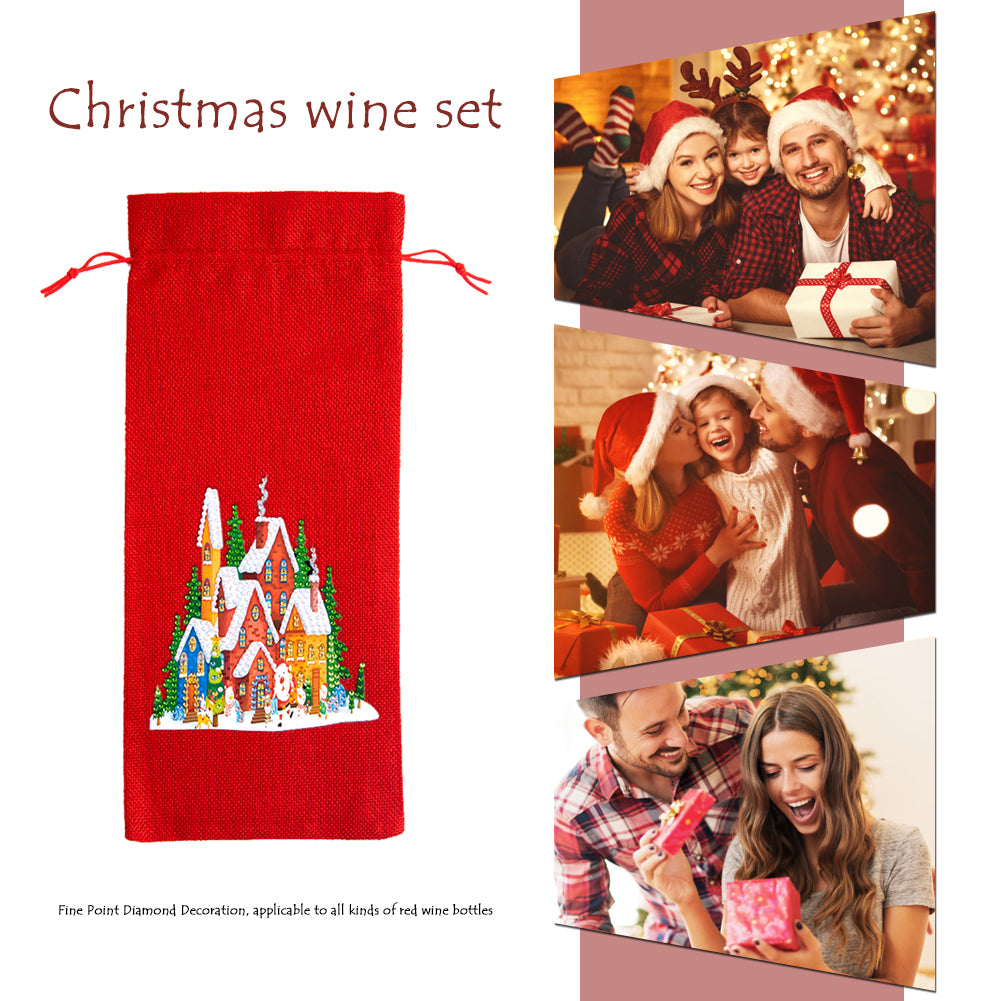 DIY Special Shaped Drill Diamond Painting Christmas Wine Bottle Bags Covers