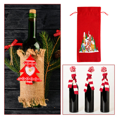 DIY Special Shaped Drill Diamond Painting Christmas Wine Bottle Bags Covers