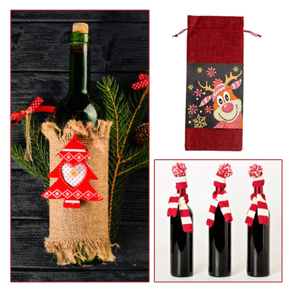 DIY Special Shaped Drill Diamond Painting Christmas Wine Bottle Bags Covers