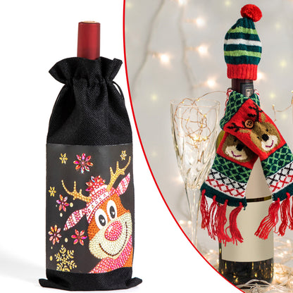 DIY Special Shaped Drill Diamond Painting Christmas Wine Bottle Bags Covers