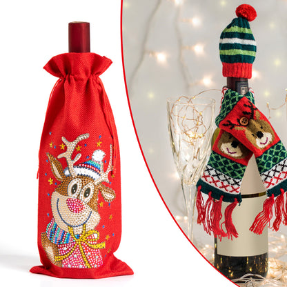 DIY Special Shaped Drill Diamond Painting Christmas Wine Bottle Bags Covers