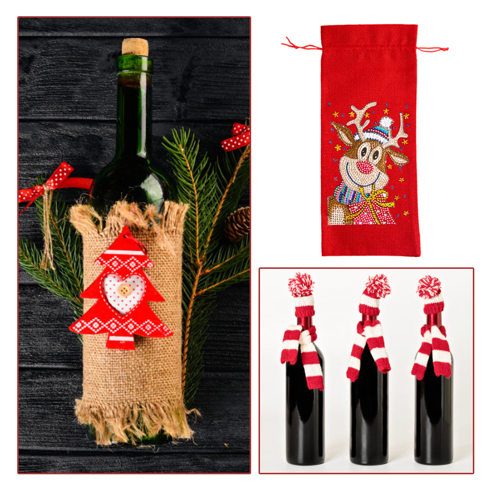 DIY Special Shaped Drill Diamond Painting Christmas Wine Bottle Bags Covers