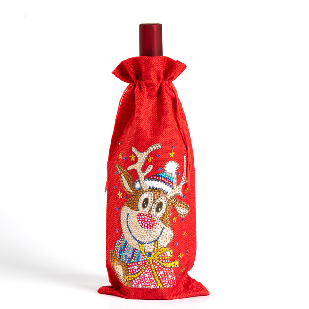 DIY Special Shaped Drill Diamond Painting Christmas Wine Bottle Bags Covers