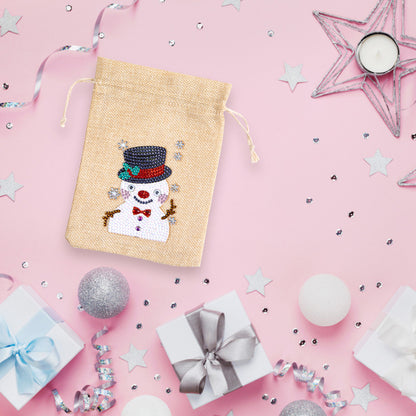 5D DIY Diamond Painting Christmas Linen Gift Bag Cartoon Home Table Decor