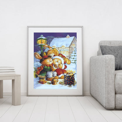 Rabbit Couple - Full Round Drill Diamond Painting 30*40CM
