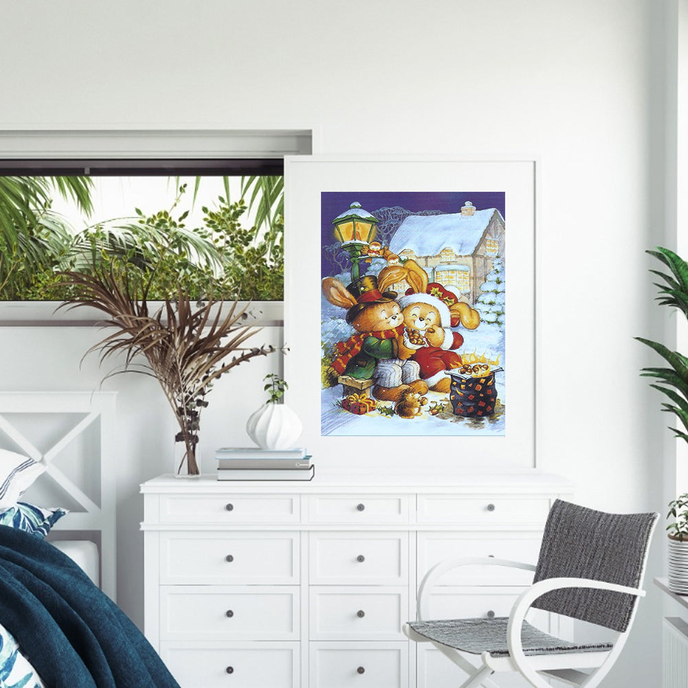 Rabbit Couple - Full Round Drill Diamond Painting 30*40CM
