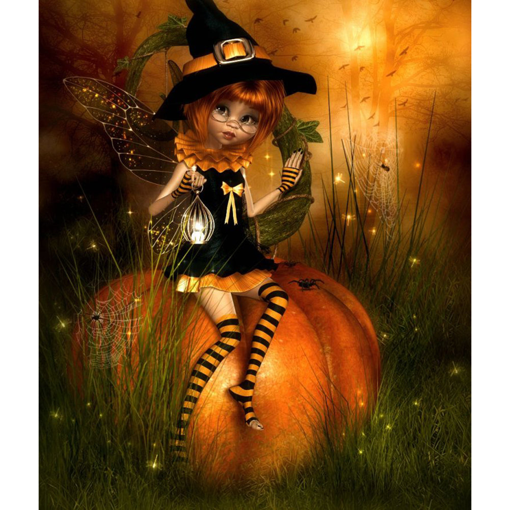 Pumpkin Girl - Full Round Drill Diamond Painting 30*40CM