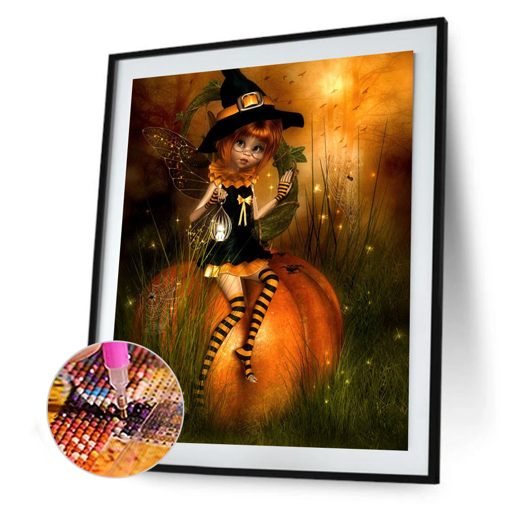 Pumpkin Girl - Full Round Drill Diamond Painting 30*40CM