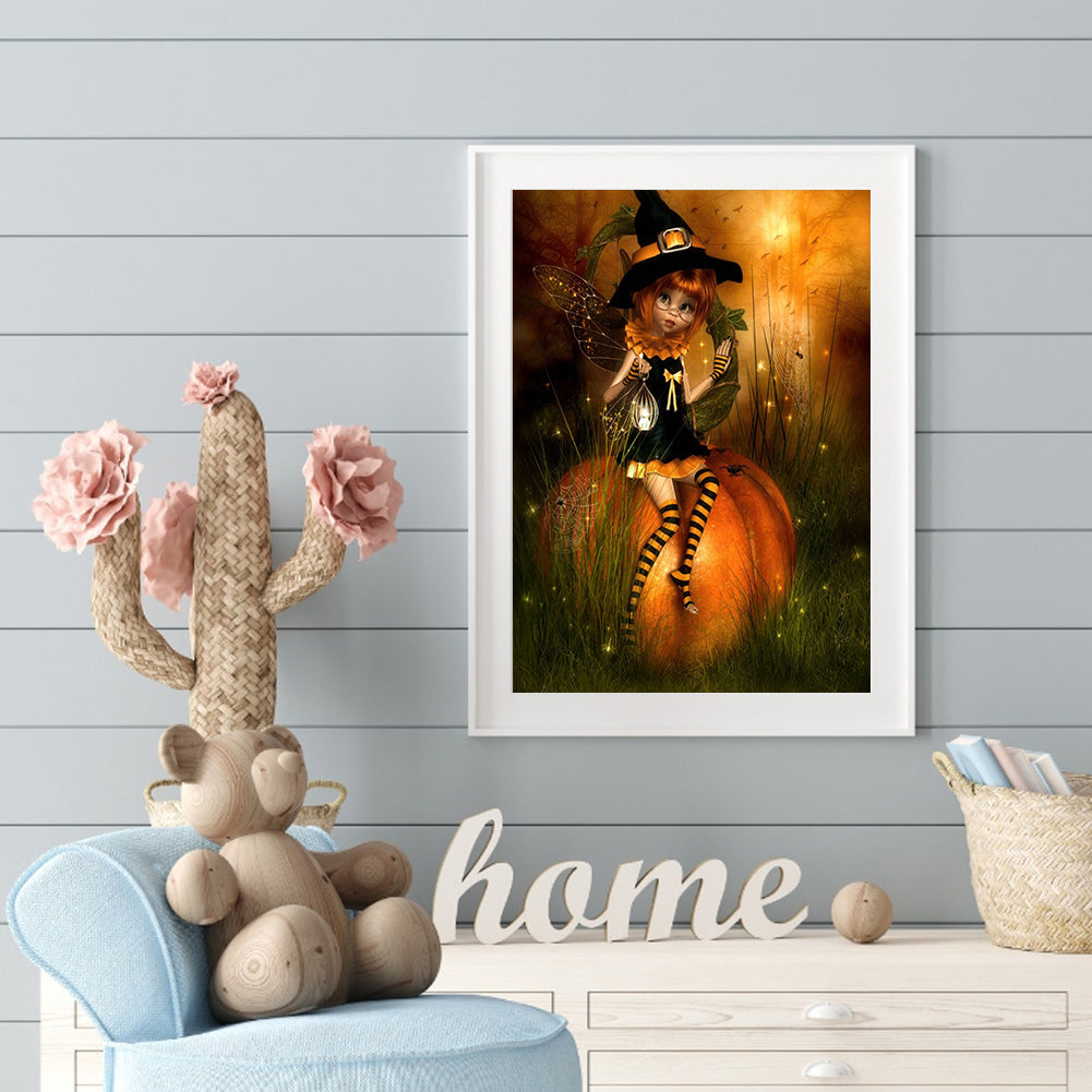 Pumpkin Girl - Full Round Drill Diamond Painting 30*40CM