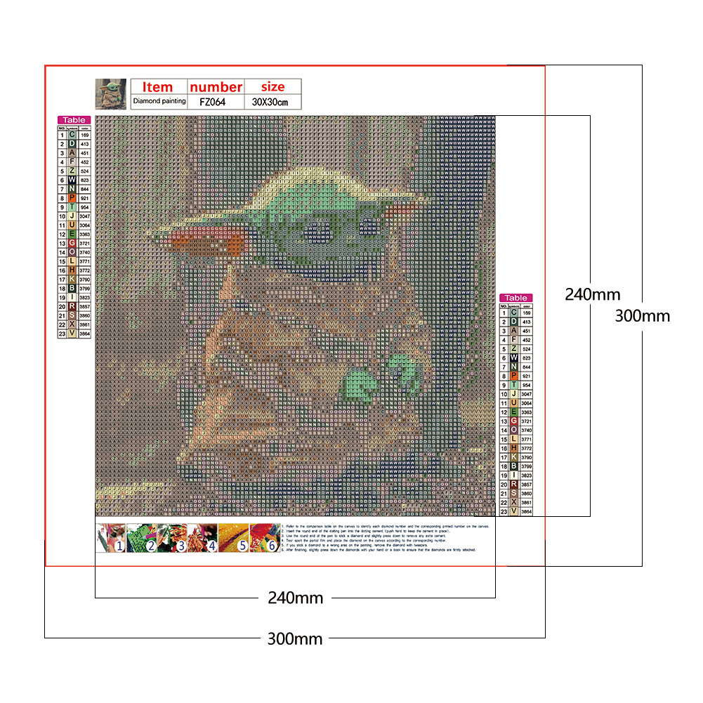 Cartoon Yoda - Full Square Drill Diamond Painting 30*30CM