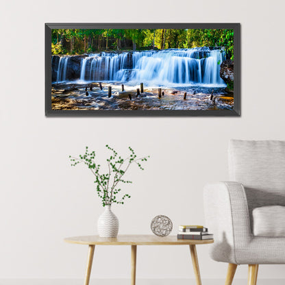 Forest Waterfall - Full Round Drill Diamond Painting 90*40CM