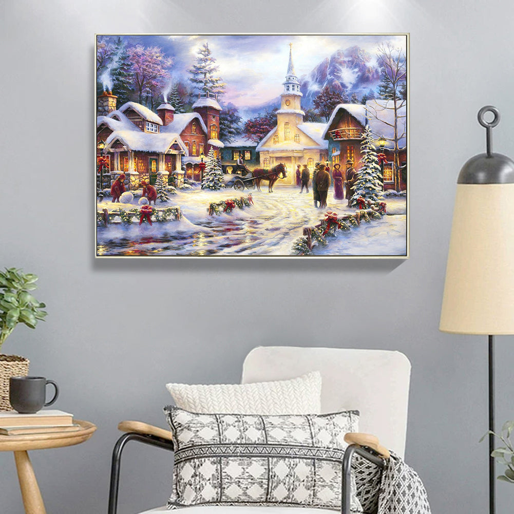 Snow Scene - Full Round Drill Diamond Painting 50*40CM