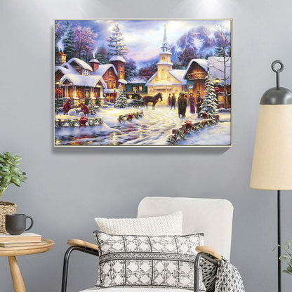 Snow Scene - Full Round Drill Diamond Painting 50*40CM