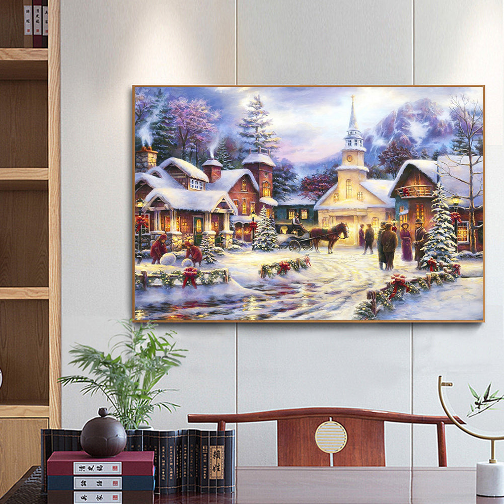 Snow Scene - Full Round Drill Diamond Painting 50*40CM